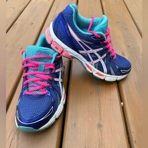 Asics Women's Navy Blue Teal Pink Athletic Running Shoes